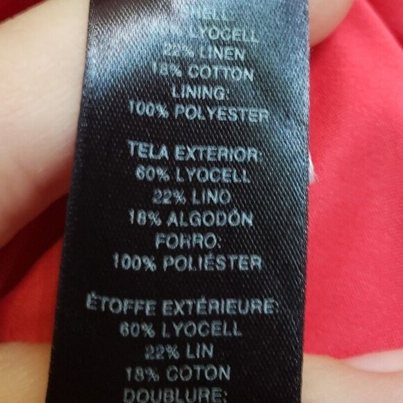 White House Black Market Womens Sz 4 Blazer Cropped Coral Pink Linen Blend - Picture 6 of 6